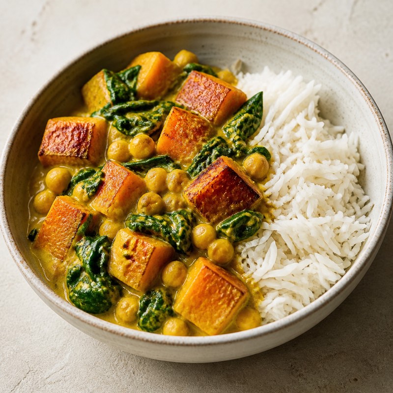 Golden coconut vegetable curry
