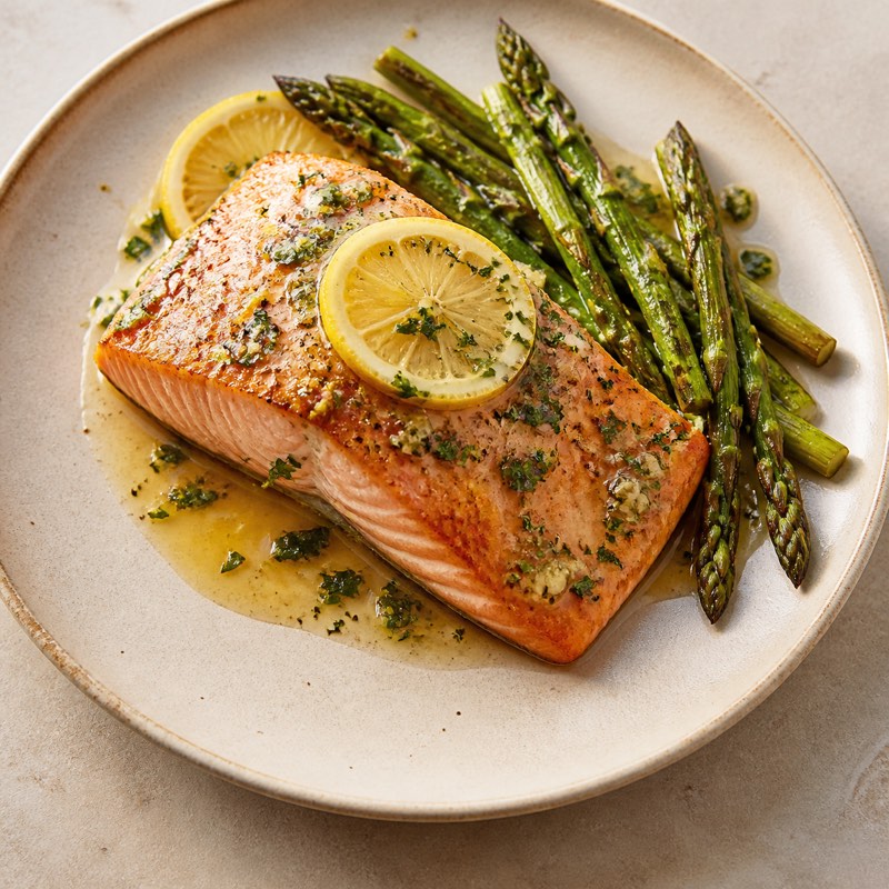 Lemon herb salmon with asparagus