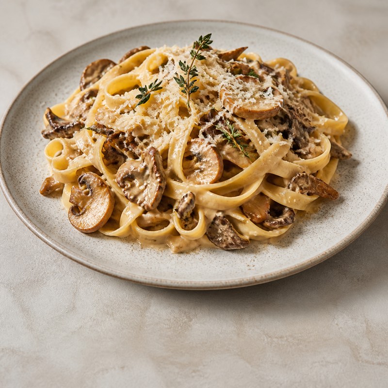 Creamy mushroom tagliatelle